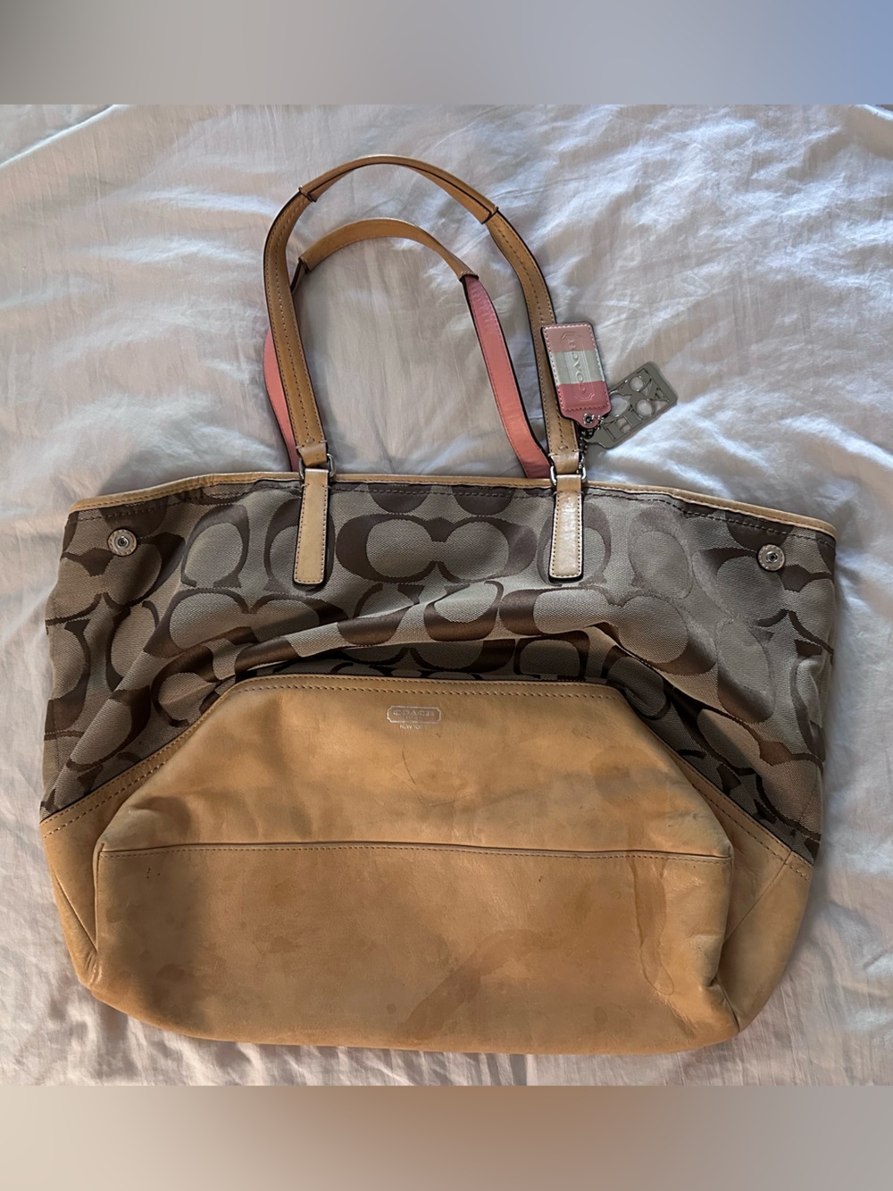 Khaki Signature Canvas with Pink Patent Leather Trim (Circa 2010)
